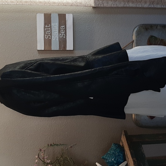 Wonder By Christian Serino Faux Black Leather Jacket Size LP - Picture 2 of 13
